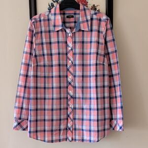 Talbots Pink & Blue Plaid Button-Up Shirt